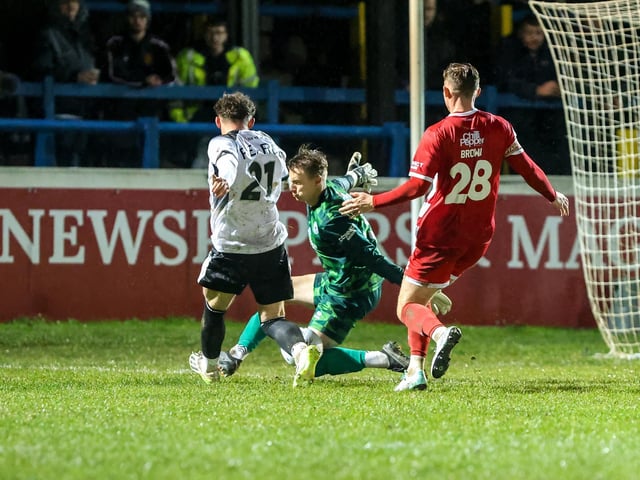 Action from Eastbourne Borough's 1-1 draw at Dover