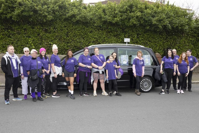 Billy and Beyond CIC founder Nicci Parish and family with the hearse provided by Ian Hart Funeral Service to help raise awareness
