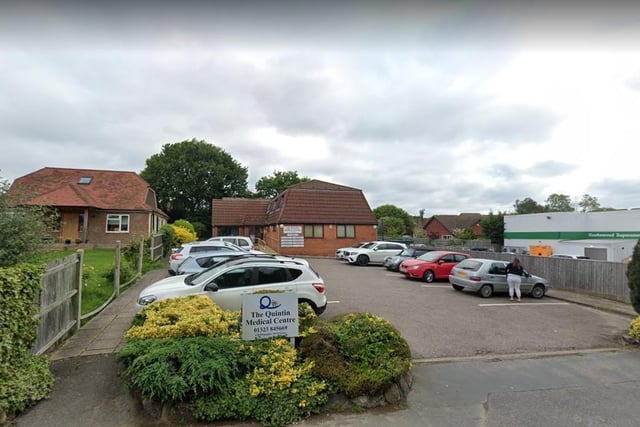 The Quintin Medical Centre in Hawkswood Road, Hailsham was recorded as having 11,478 patients and the full-time equivalent of 3.3 GPs, meaning it has 3,480 patients per GP.
