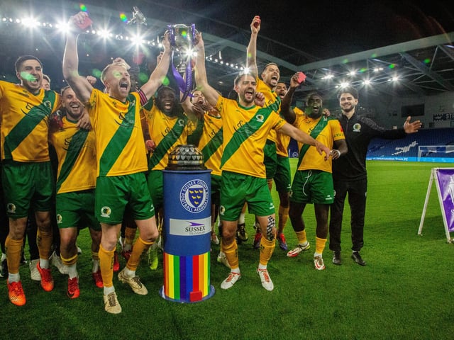 Horsham FC are champions of Sussex again after their last-gasp Sussex Transport Senior Cup final win over Littlehampton Town.