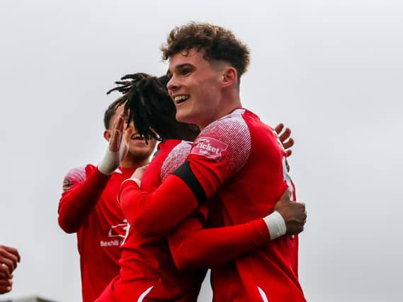 Action from Eastbourne Borough's 2-0 National League South win at home to Farnborough at Priory Lane