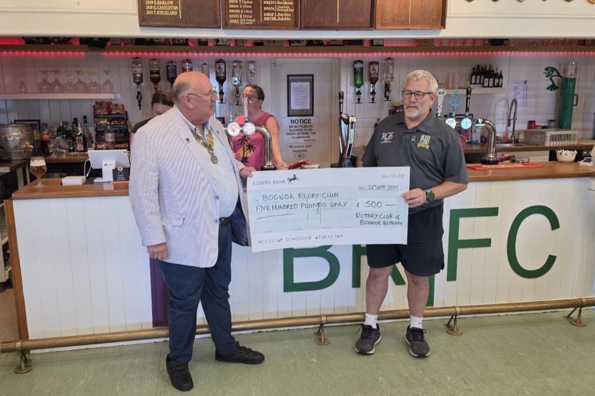 Rotary club supports Bognor Regis RFC
