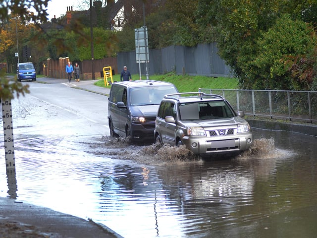 Notorious flood area in Westcourt Drive, Bexhill, on November 9 2023.