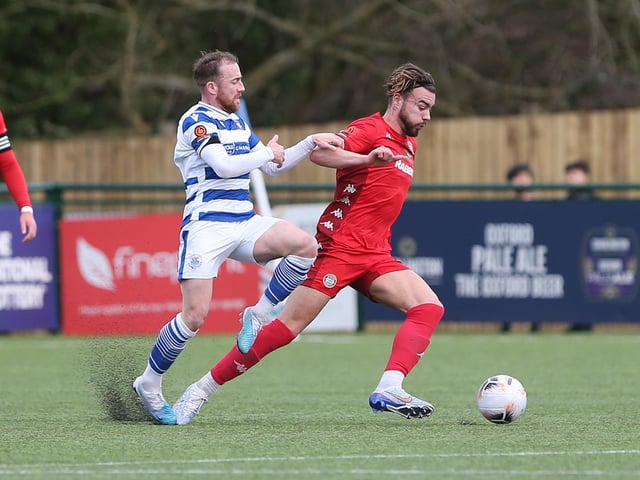 Action from Worthing FC's defeat at Oxford City in National League South