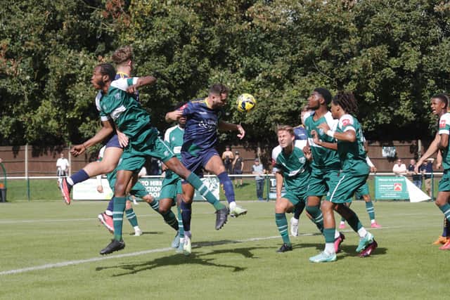 Cup action from Horsham's game at Leatherhead on Saturday