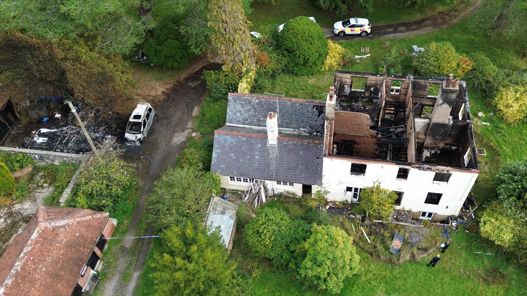 New pictures show the scene of a house fire in East Sussex.