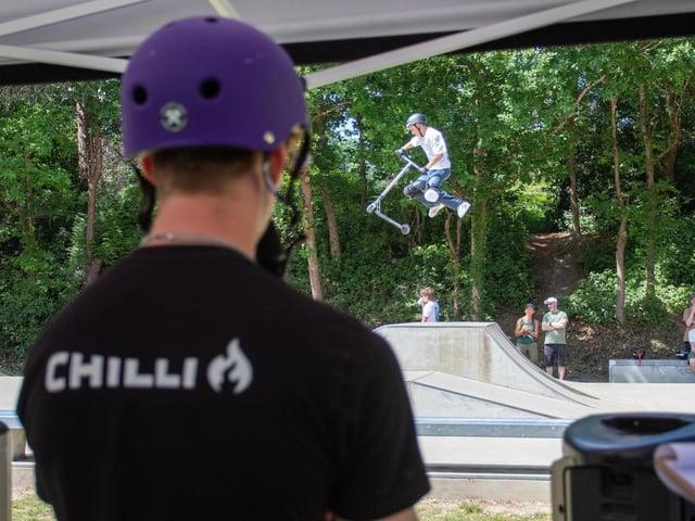 Looking on as skaters take to the ramps