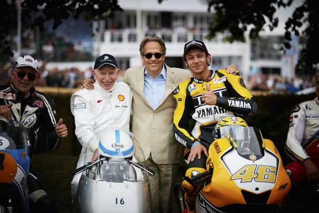 John Surtees [left] The Duke of Richmond [middle] and Valentino Rossi [right] at the 2015 Festival o