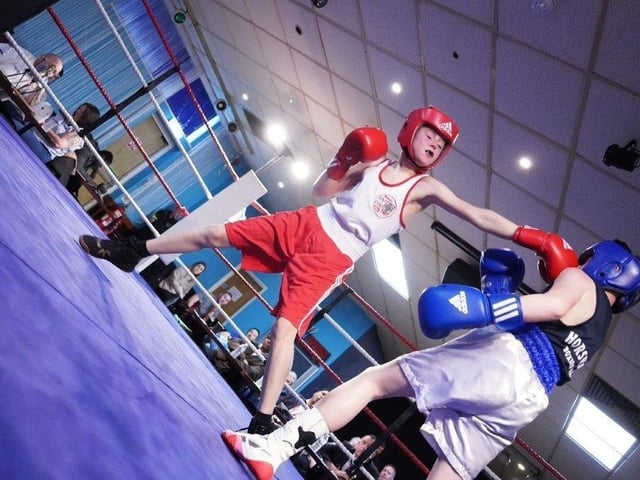 Action from Crawley's junior boxing squad at their annual blockbuster at the Goffs Park Social Club on Sunday. Picture by Max Spanner Photography