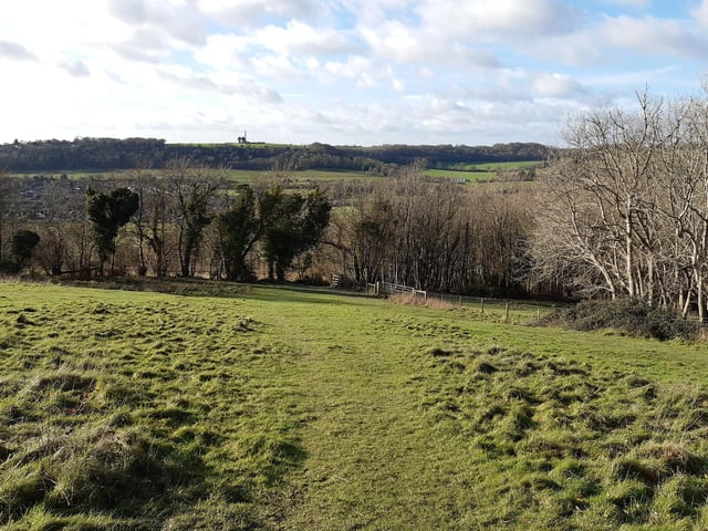 You will see some gates at the bottom of this field. Walk towards them and it becomes obvious there is a wide opening.