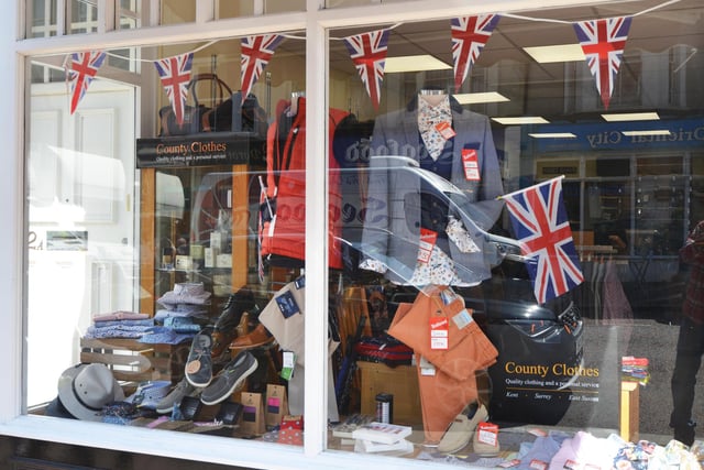 Bexhill businesses getting ready for the Coronation weekend. County Clothes.