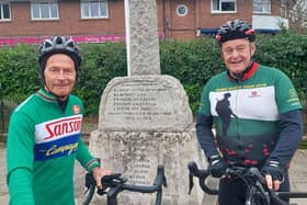 Gareth Hearn, left, and Colin Brown by the war memorial in Ferring
