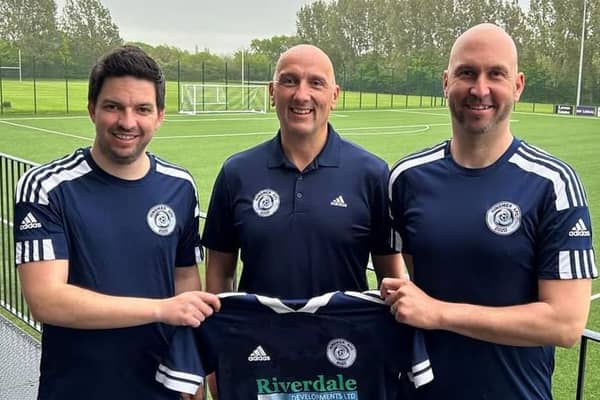 At Ringmer AFC are Jon Hart – Assistant Manager (Left), Mark Hutchings – Chairman (Centre), Tommy Haddon – Manager (Right)