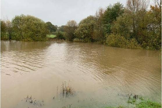 Floods at Oakendene, Cowfold - the planned site of an electricity substation as part of the Rampion2 offshore wind farm project. Photo contributed
