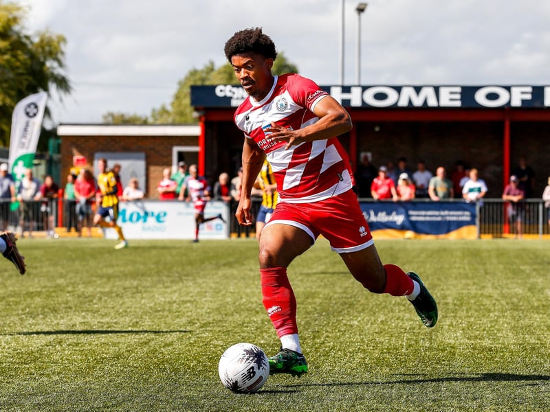 Action from Bath City's 2-1 win at Eastbourne Borough