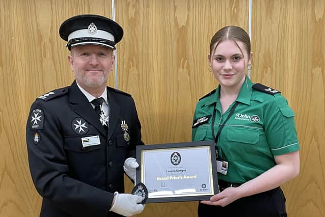 Lauren Sawyer, from Ringmer, was awarded the St John Ambulance Cadet's Grand Prior award by acting district manager and event lead Darren Owen CStJ at St John Ambulance Cadets' Ringmer branch on Monday, March 6
