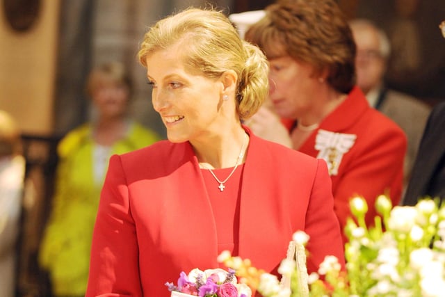 The Countess of Wessex enjoying her visit to Chichester Cathedral's Festival of Flowers