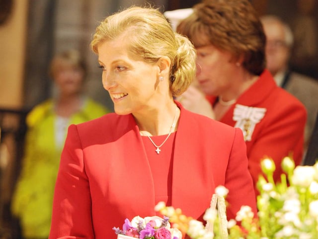 The Countess of Wessex enjoying her visit to Chichester Cathedral's Festival of Flowers