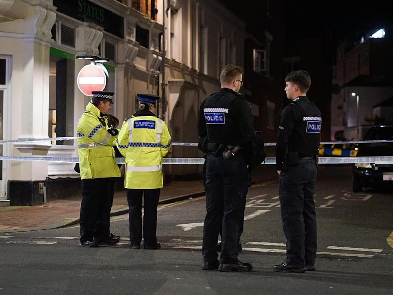 Police officers were seen at a cordoned off area just after 7pm at the junction of Elms Road and Seaside Road in Eastbourne on Thursday, March 7