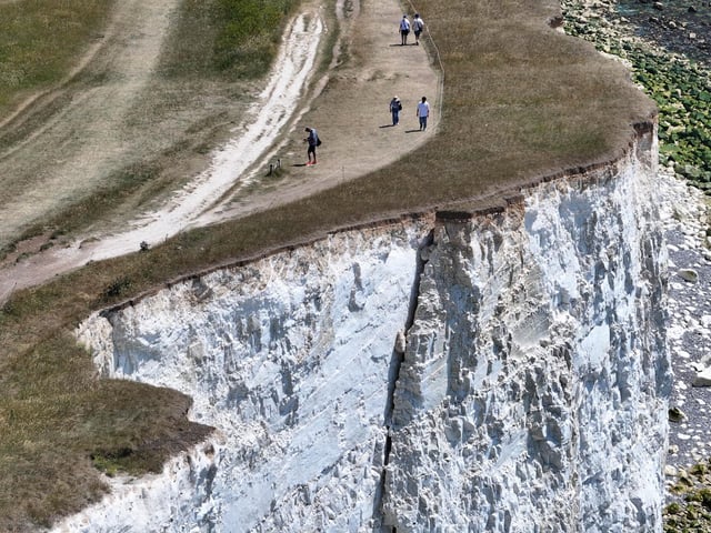 In Pictures: Crack in cliff at Beachy Head near Belle Tout Lighthouse