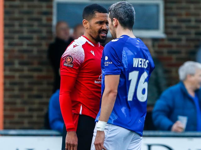 Action from Eastbourne Borough's 1-0 win over St Albans in National League South
