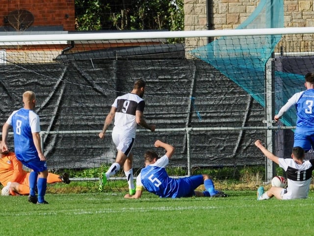 Action from Shoreham's 4-2 win at East Preston in division one of the Southern Combination League