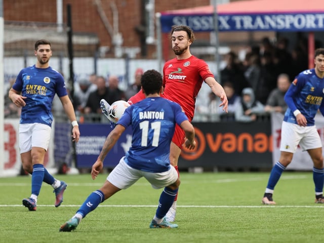 Action from Worthing and St Albans' nine-goal thriller in the National League South at Woodside Road
