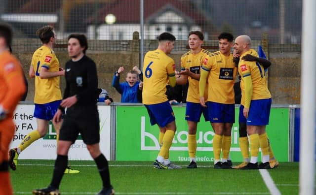Action from Lancing's 3-1 win over Sevenoaks in the Isthmian south east division