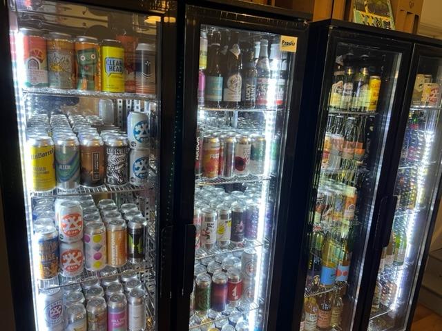 A huge range of cold beers on offer