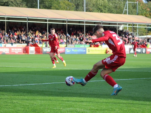 Action from Crawley Town's 2-1 win over Newport County. Picture by Cory Pickford