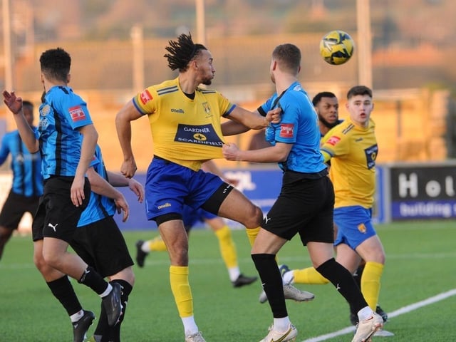 Action from Lancing's 3-1 win over Sevenoaks in the Isthmian south east division