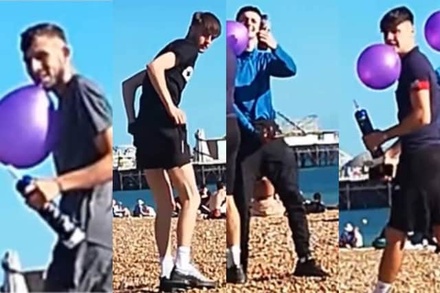 Sussex Police are looking to identify these individuals after two women reported homophobic abuse on an East Sussex beach. Picture courtesy of Sussex Police