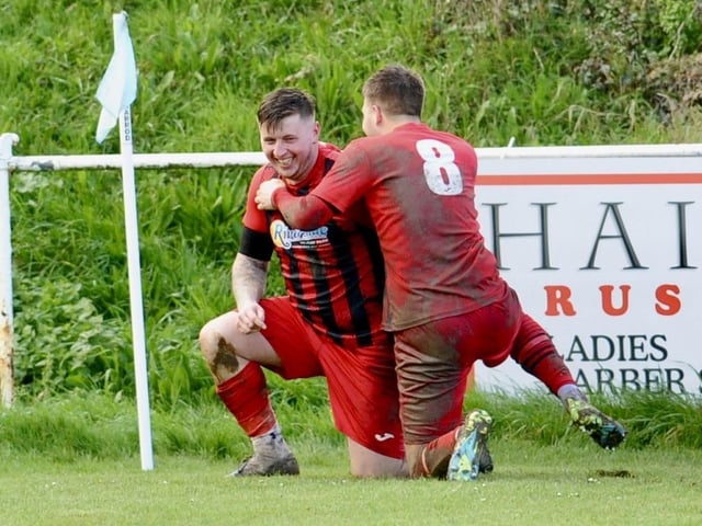 Action from Worthing United's 2-2 draw with Wick in the SCFL Division 1