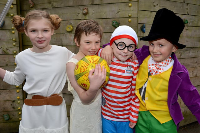 Children dressed up for World Book Day at Darley Churchtown Primary School in March 2016