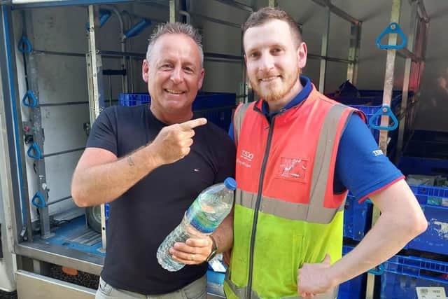 John Green with Tesco delivery driver Ross Youngman