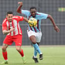 Kasim Aidoo in action for Hastings United at Bowers | Picture: Scott White