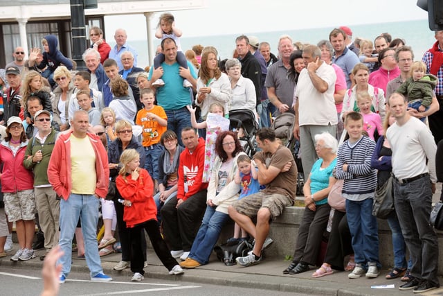 Crowds on the seafront watching the Worthing Carnival 2012