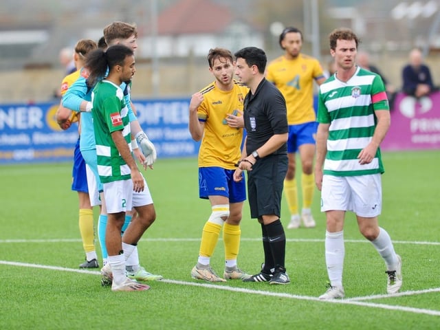 Action from Lancing's win over Corinthian in the Isthmian south east division