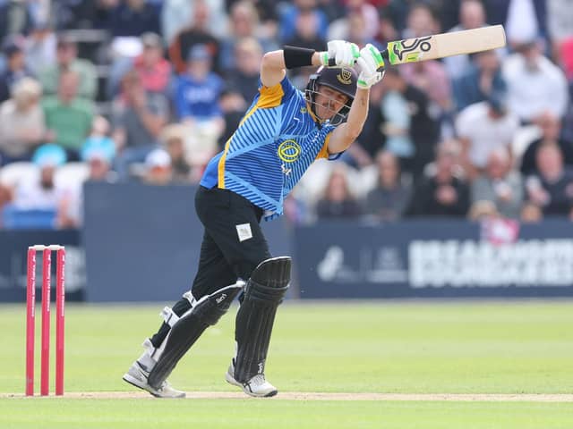 Daniel Hughes of Sussex bats during the Vitality Blast match between Sussex Sharks and Kent Spitfires in June (Photo by Warren Little/Getty Images)