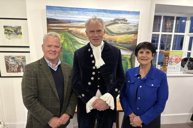 James Stewart, Director of the Zimmer Stewart and Tarrant Gallery in Arundel, Gary Shipton the High Sheriff of West Sussex, and Di Levantine the Chair and Co-founder of The Sussex Snowdrop Trust. Photo: contributed