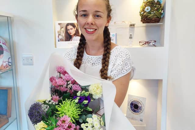 Alexandra Allen was sent a bouquet of flowers for helping save Jean Bourne's sight