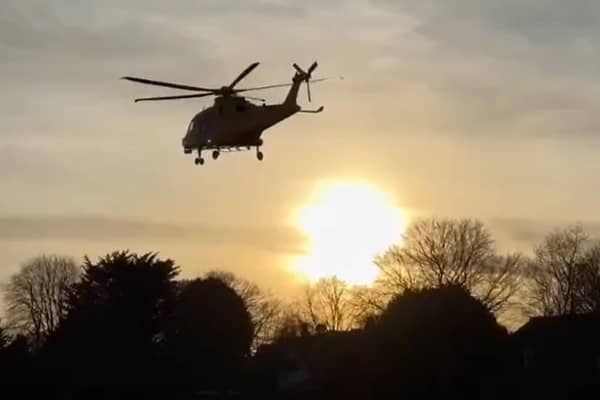 Video footage showed a yellow chopper landing in Victoria Park, Worthing around 3.30pm