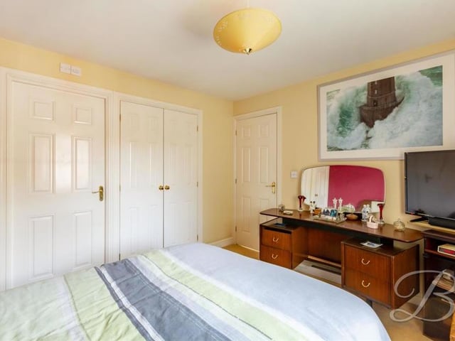 A second look at the main bedroom shows built-in wardrobes, and also room for a dressing table and TV. The room also boasts its own en suite.