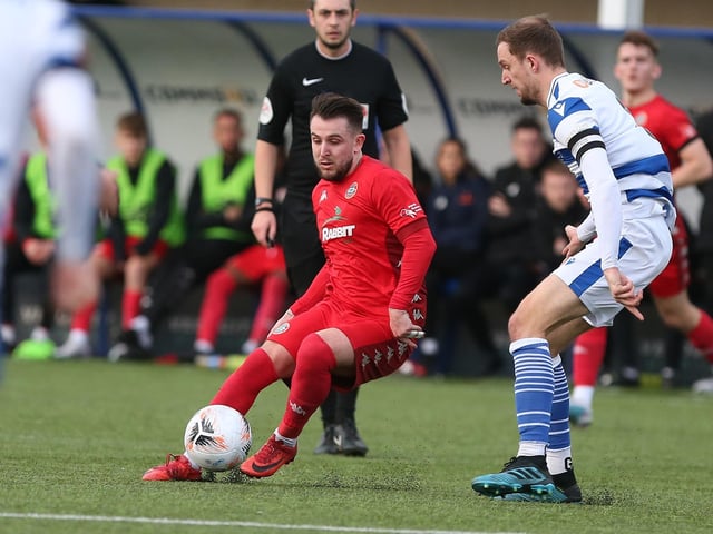 Action from Worthing FC's defeat at Oxford City in National League South