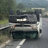 A photo, sent to this newspaper on Friday morning, showed a van overturned on the A23 last night. The incident was reported southbound, at Handcross, around 9pm. A road closure was put in place but this has since lifted.  Photo: Sussex News and Pictures