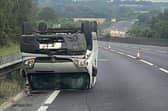 A photo, sent to this newspaper on Friday morning, showed a van overturned on the A23 last night. The incident was reported southbound, at Handcross, around 9pm. A road closure was put in place but this has since lifted.  Photo: Sussex News and Pictures