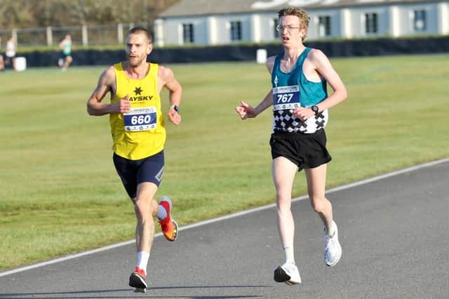 Eventual winner Matthew Leach (right) and runner-up Scott Cousins in the final stages of the Chichester 10k at Goodwood | Picture: Stephen Goodger - see Stephen's picture special in the link higher up this article
