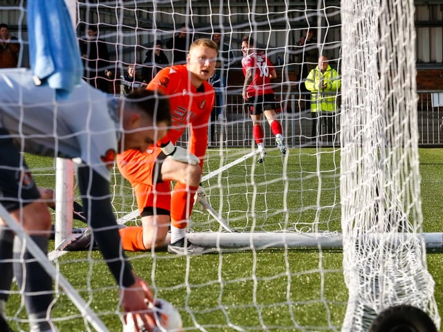 Action from Eastbourne Borough's 2-0 Ntional League South win against Slough Town at Priory Lane
