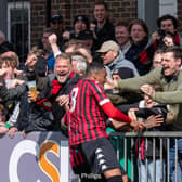 Lewes fans celebrate one of their early goals at Bognor | Picture: Lyn Phillips