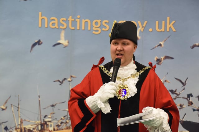 Start of the 96th Caplin Hastings International Chess Congress December 28 2022. Mayor of Hastings James Bacon.